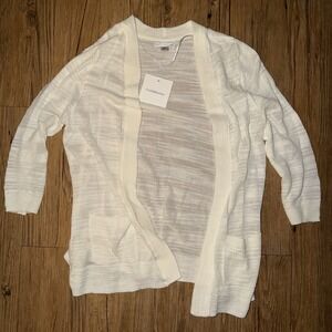 Croft & Barrow Open Front Cardigan Lightweight 3/4 Sleeve White Petite S NWT   I